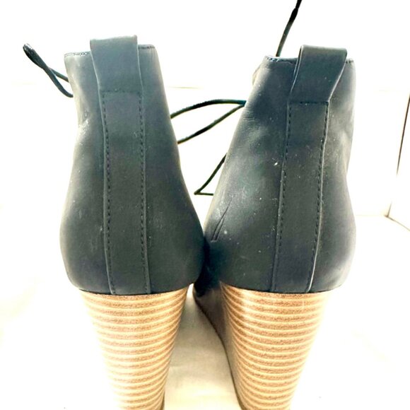 Nautica Waterline Wedge Booties Ankle Lace Up Black Size 8.5 - Picture 4 of 7